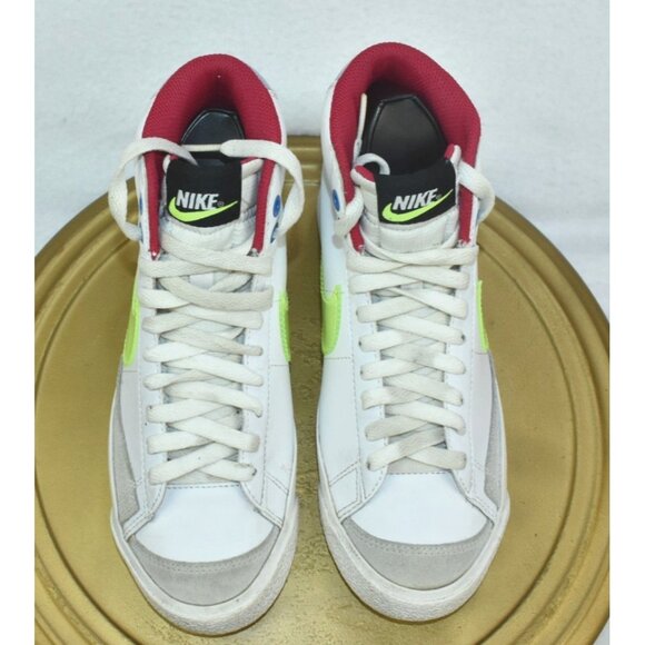 Nike Blazer Mid '77 GS Youth Shoes Size 4.5Y White Mystic Hibiscus Sneakers - Picture 6 of 10